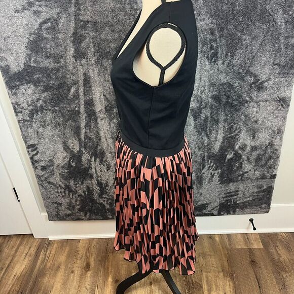 'S Max Mara Checkered Chiffon Sleeveless V-Neck Midi Dress Black Lined Sz S - Picture 6 of 12